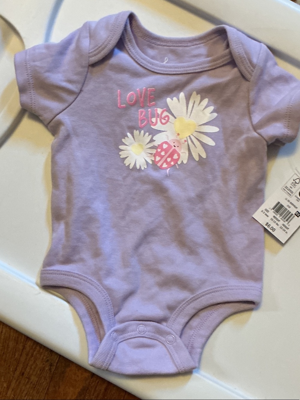Lilac 'Love Bug' Baby One-Piece Bodysuit nwt